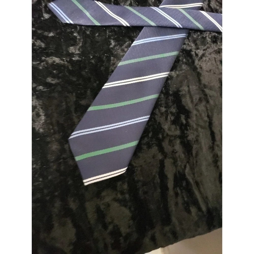 Blue Guru Skinny Striped Neck Tie Mens Blue Green Career Wear Dress Shirt